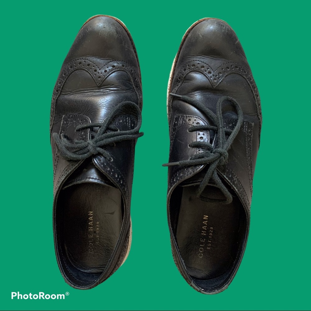 Cole Haan Lunar Grand black Oxford casual flats